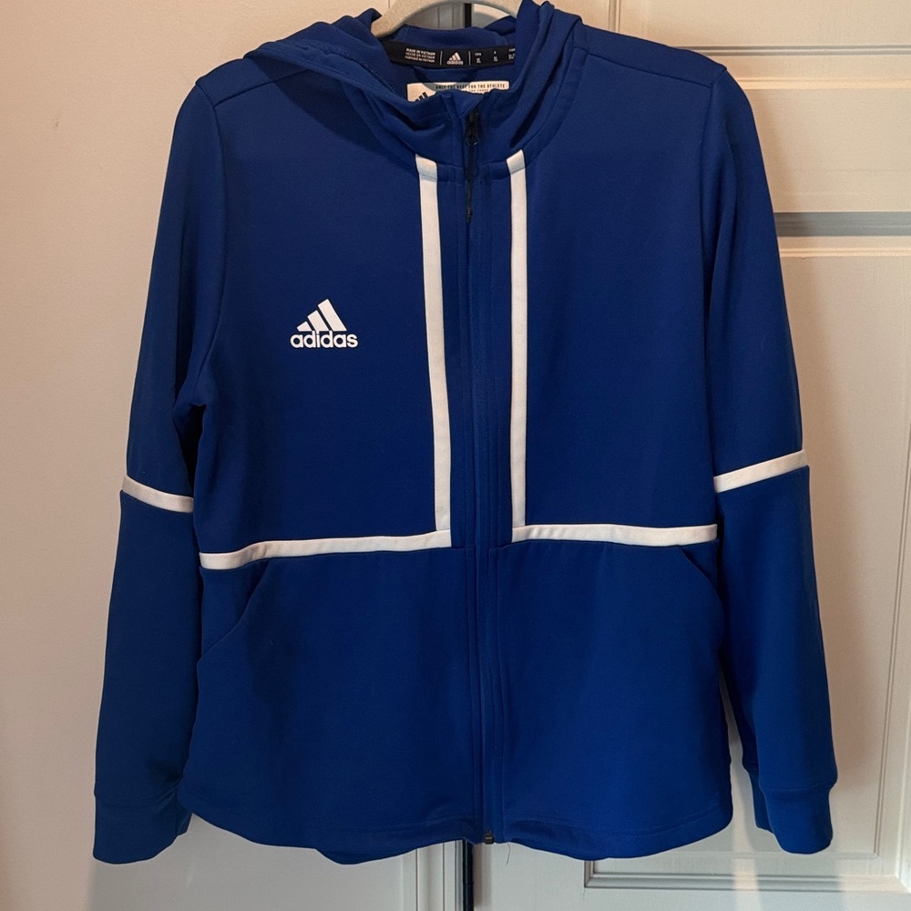 Adidas Royal Blue Hoodie with White Stripes